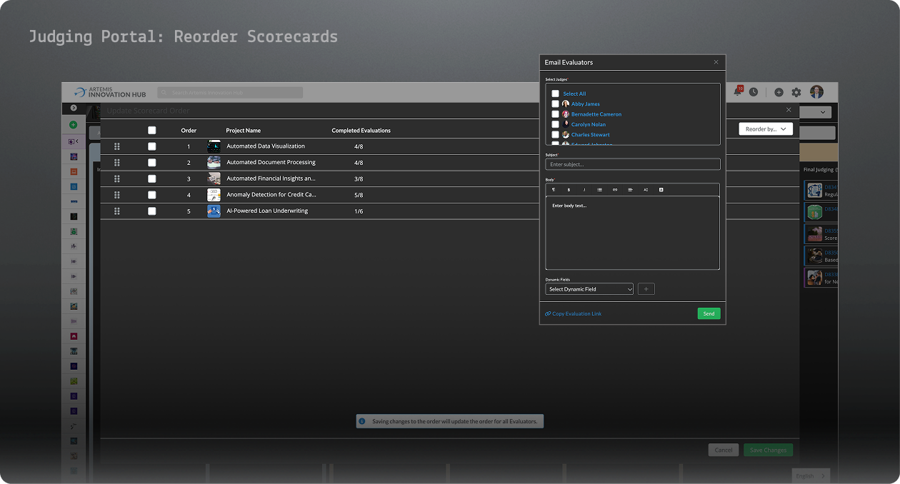 Reorder Scorecards Evaluation